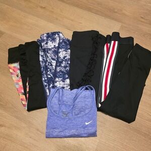 Bundle of‎ Assorted Athletic Clothing 4 Leggings 1 Top Size Small Workout Gym